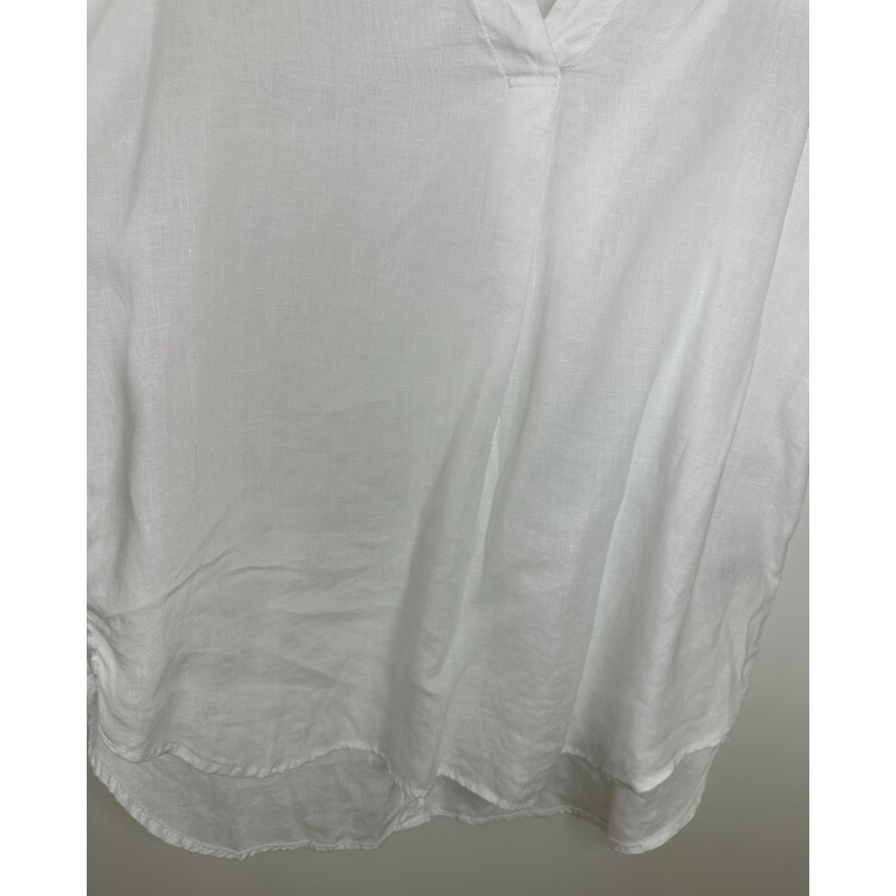 Marks & Spencer M&S Pure Linen V-Neck Popover Top White US Size 10 Lagonlook - Picture 6 of 11
